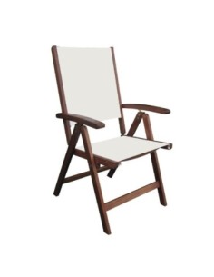 CRICKET Folding Armchair 5-Pos Acacia/Textilene White