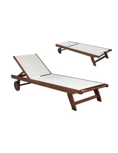 CRICKET Sunbed Acacia-Textilene White
