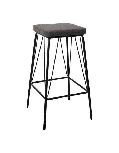 PANTON Σκαμπό BAR, Μέταλλο Βαφή Μαύρο, PU Απόχρωση Vintage Grey