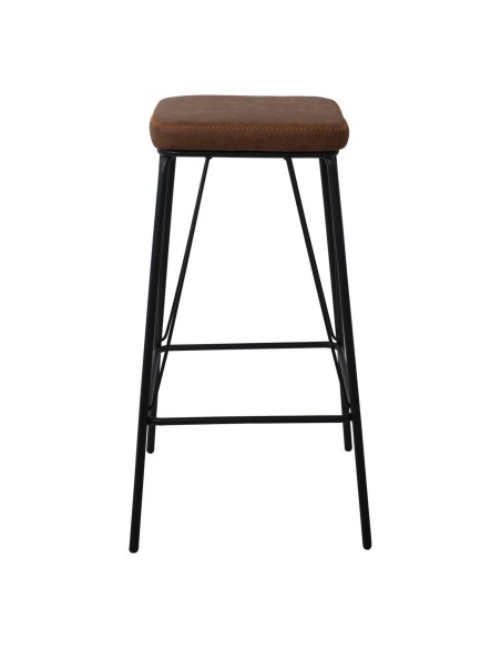 PANTON Σκαμπό BAR, Μέταλλο Βαφή Μαύρο, PU Απόχρωση Vintage Brown