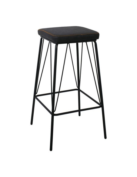 PANTON Σκαμπό BAR, Μέταλλο Βαφή Μαύρο, PU Απόχρωση Vintage Black