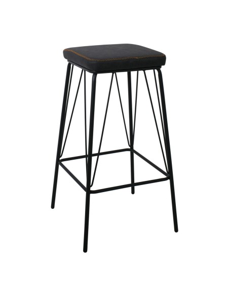 PANTON Σκαμπό BAR, Μέταλλο Βαφή Μαύρο, PU Απόχρωση Vintage Black