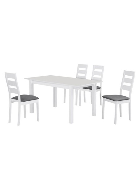 MILLER Set (Table 120+30x80+4 Chairs) White