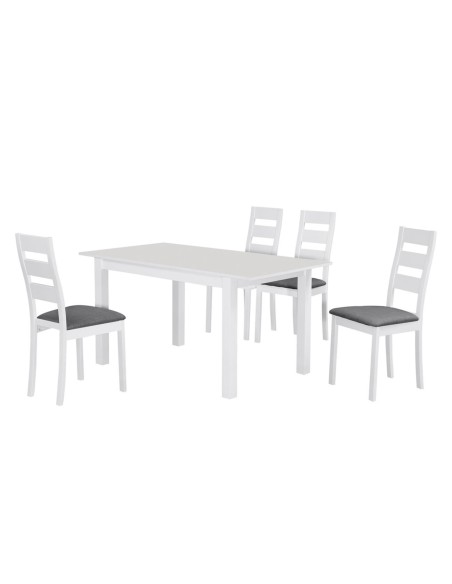 MILLER Set (Table 120+30x80+4 Chairs) White