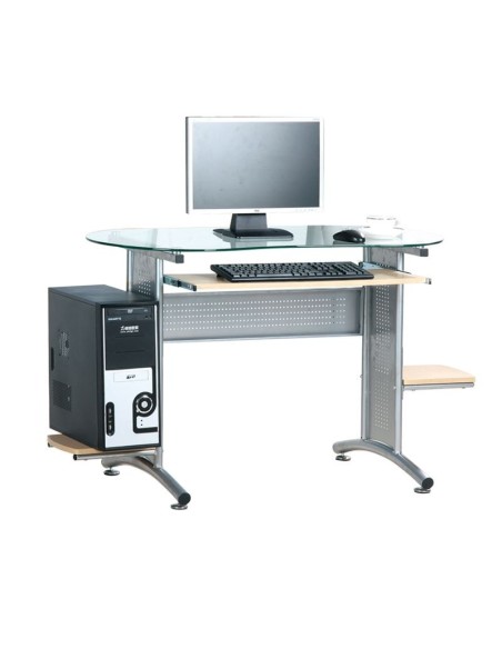 PC DESK Metal 132x59cm Silver-Glass