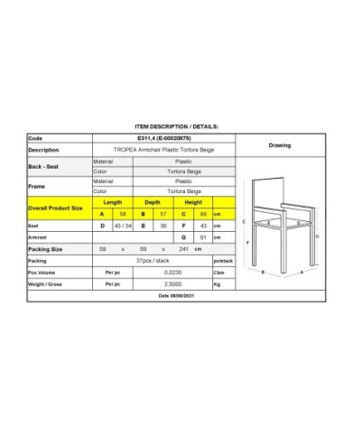 TROPEA PP Stackable Armchair Tortora