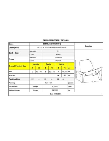 TAYLOR Armchair Walnut-Pu White