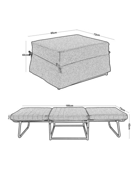 LOGAN Stool-Bed, Ecru Fabric