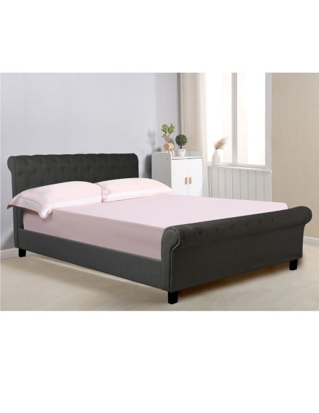 HARMONY Κρεβάτι Διπλό για Στρώμα 160x200cm, Ύφασμα Ανθρακί