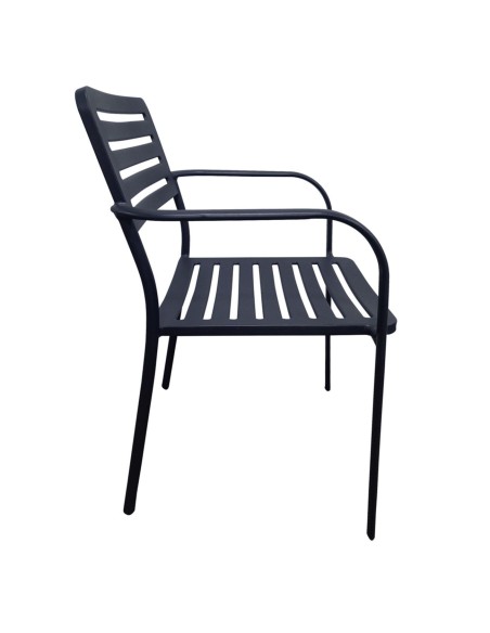 ROMA Πολυθρόνα Στοιβαζόμενη, Μέταλλο Βαφή Μαύρο