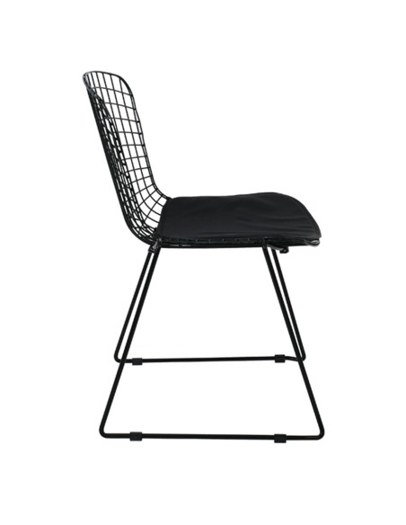 SAXON Chair Metal Mesh Black,Stacking Cushion Black Pu