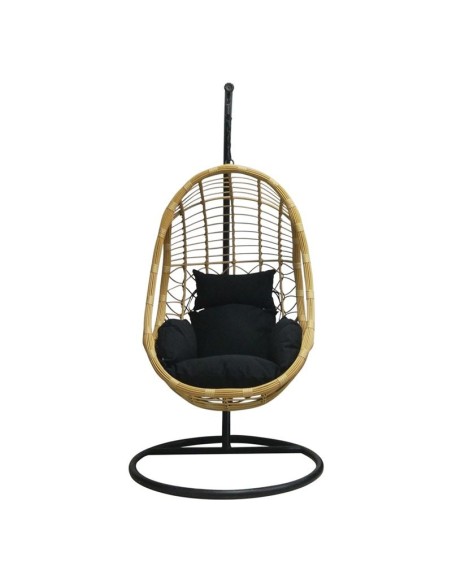 SALSA Hanging Lounge Steel Black-Wicker Natural-Cushion Black