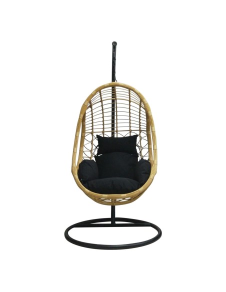 SALSA Hanging Lounge Steel Black-Wicker Natural-Cushion Black