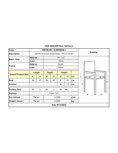 BERRY Armchair Metal Black-PP-UV White