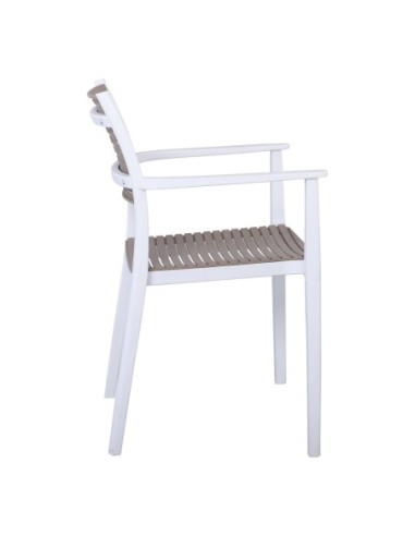 AKRON Πολυθρόνα PP-UV Άσπρο - Sand Beige