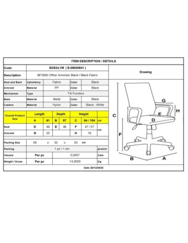 BF3900 Office Armchair Black-Black...