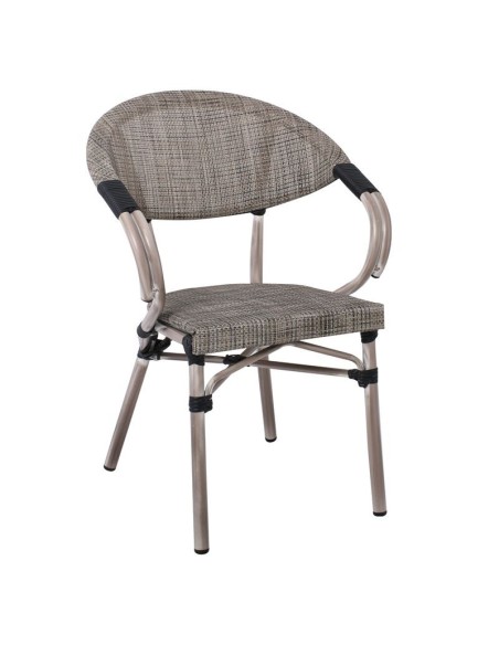COSTA Armchair Alu Antique Grey-Textilene Beige