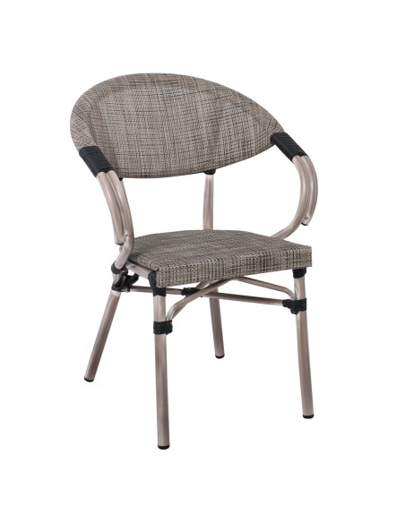 COSTA Armchair Alu Antique Grey-Textilene Beige
