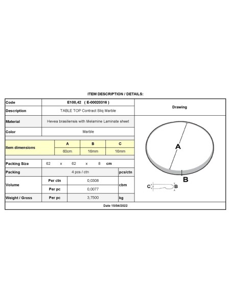 Contract Sliq Normal Επιφάνεια Τραπεζιού τ.Werzalit, Απόχρωση  Marble