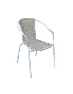BALENO Armchair Metal White/Beige Wicker