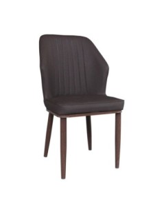 DELUX Chair Metal Walnut Paint/Dark Brown Linen Pu
