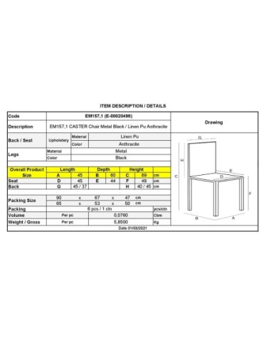 CASTER Chair Metal Black...