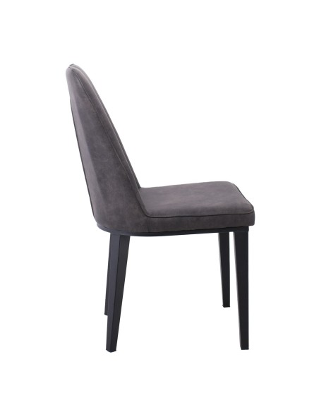 CASTER Chair Metal Black Paint-Anthracite Suede Fabric