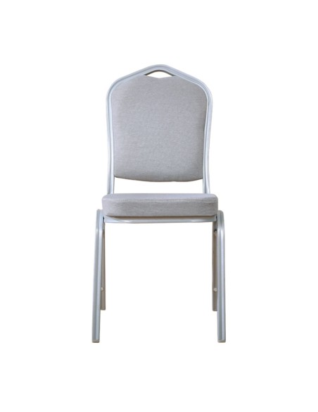 HILTON Banquet chair-Silver Metal Frame-Grey Fabric