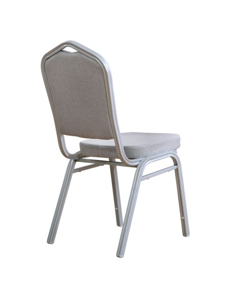 HILTON Banquet chair-Silver Metal Frame-Grey Fabric