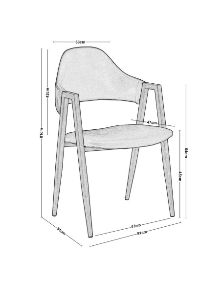 DELTA Armchair Metal Walnut-Pu Black