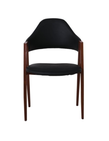 DELTA Armchair Metal Walnut-Pu Black