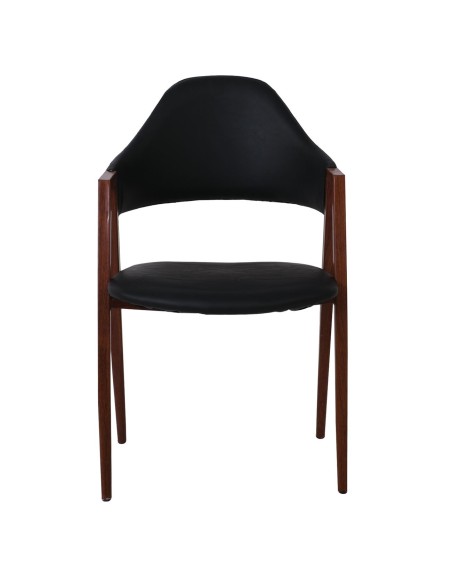 DELTA Armchair Metal Walnut-Pu Black