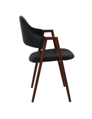 DELTA Armchair Metal Walnut-Pu Black