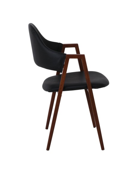 DELTA Armchair Metal Walnut-Pu Black