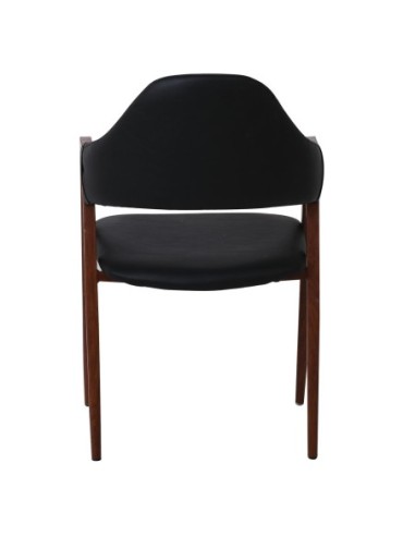 DELTA Armchair Metal Walnut-Pu Black