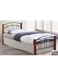 NORTON Bed 160x200 Metal Black/Wood Walnut