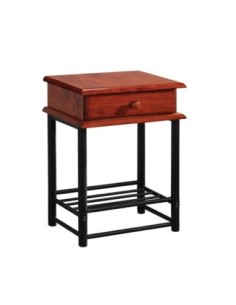 FLORA-II Side Table Metal Black/Wood Walnut