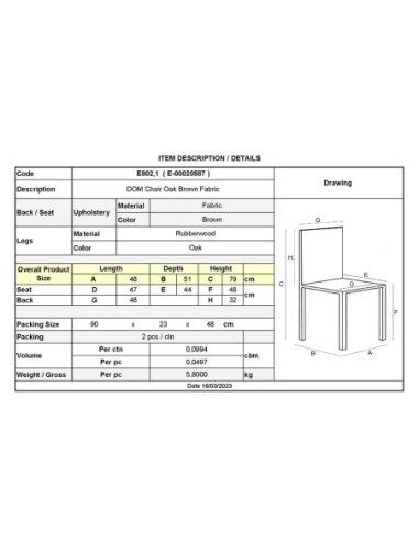 DOM Chair Oak (Fabric Brown)