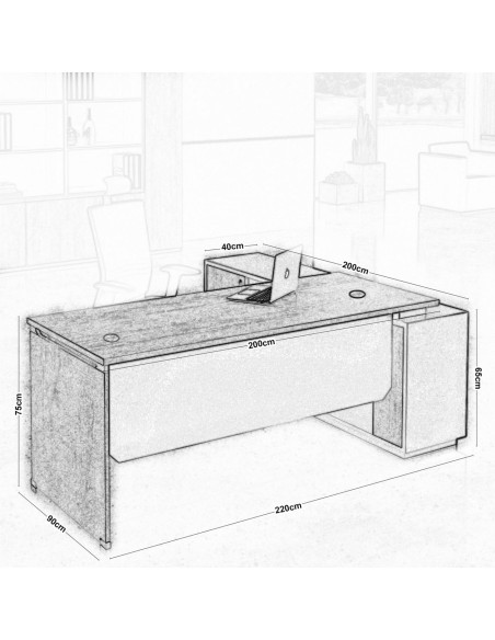 PROJECT Γραφείο Αριστερή Γωνία, Απόχρωση Sonoma - Γκρι