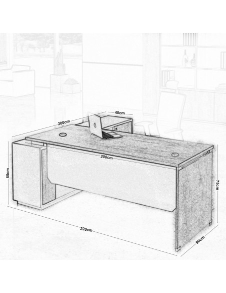PROJECT Γραφείο Δεξιά Γωνία, Απόχρωση Sonoma - Γκρι