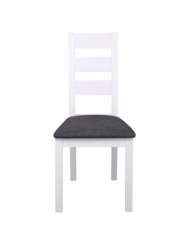 MILLER Καρέκλα Οξιά Άσπρο, Ύφασμα Γκρι