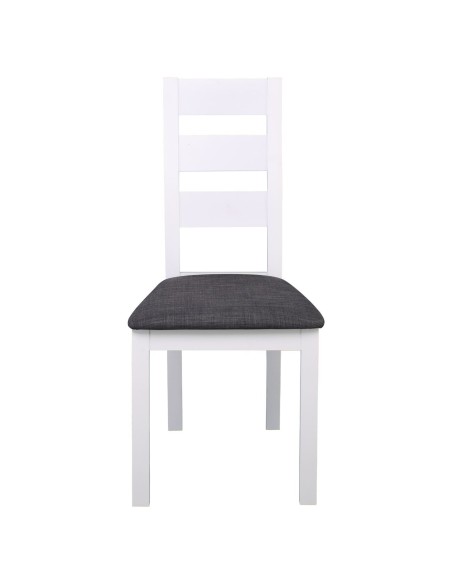 MILLER Καρέκλα Οξιά Άσπρο, Ύφασμα Γκρι