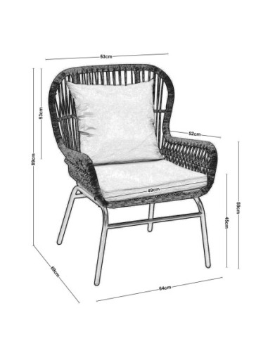 SALSA MAX Armchair Metal Black-Wicker...