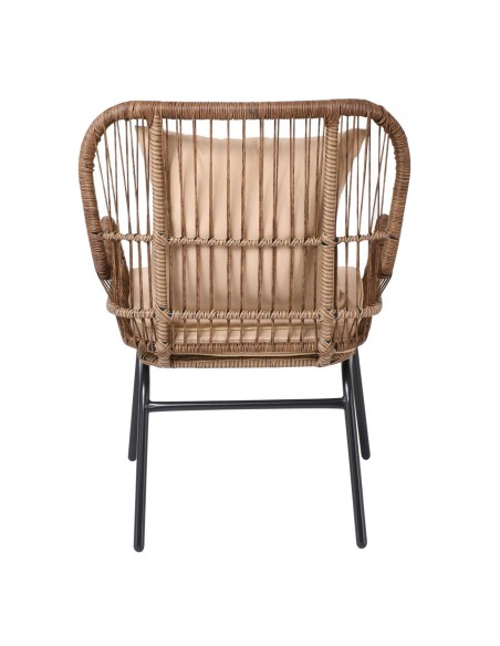 SALSA MAX Armchair Metal Black-Wicker Natural, Cushions Beige