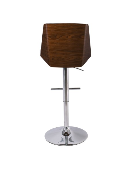 NUMAN Σκαμπό BAR με Πλάτη, Χρώμιο, Καρυδί - ΡU Μαύρο, Ρύθμιση Ύψους, Περιστρεφόμενο