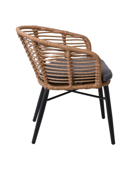 SALSA Alu STACK Armchair Black-Wicker Natural, Cushion Grey