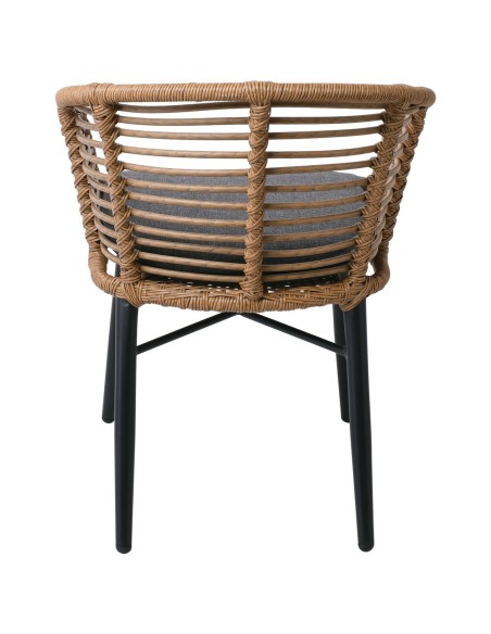 SALSA Alu STACK Armchair Black-Wicker Natural, Cushion Grey