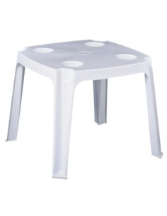 FREDDO Side Table White PP, w/Cup holder+Umbrella hole