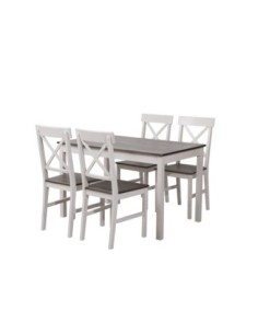 DAILY Set K/D (Table 118x74+4 Chairs) White/Dark Oak