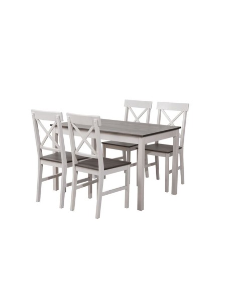 DAILY Set K-D (Table 118x74+4 Chairs) White-Dark Oak